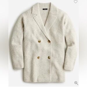 J. Crew Sweater Blazer Women’s 2 XL Beige/Gray Wool Blend Boucle Double Breasted